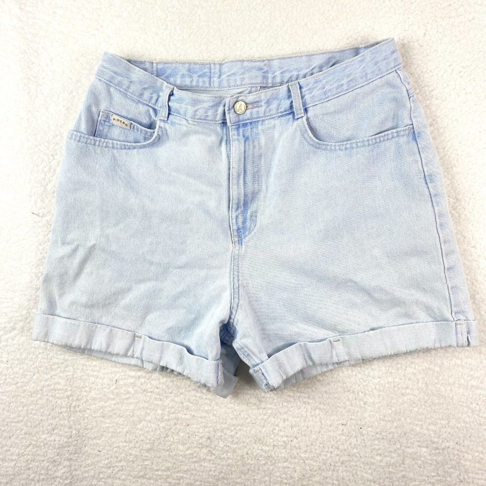Vintage Y2K Riders Jean Shorts Womens 30x3.5 Faded Blue Cuffed Mom Grunge Denim